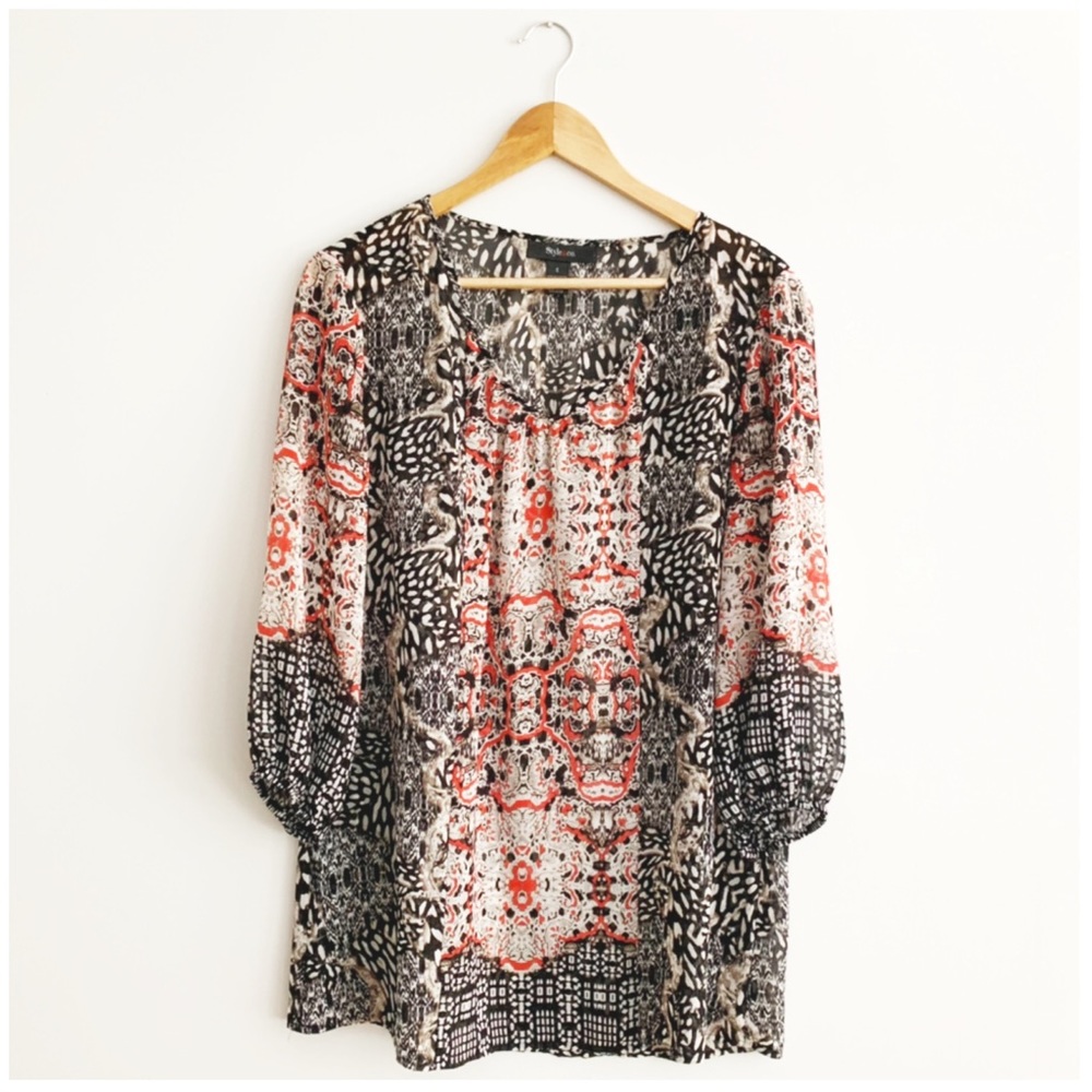 Style & Co Black Printed Tunic